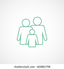 Family Green Line Icon On White Background