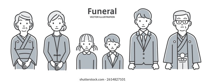 A family grieving in memory of the deceased at a funeral