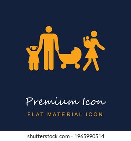 Family Group Of A Couple With Three Children premium material ui ux isolated vector icon in navy blue and orange colors
