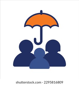 family and group insurance plan with shield icon  flat icon design