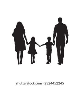 Family, group of people, isolated vector silhouette