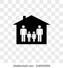 Family group of two men one son and one daughter vector icon on transparent background, Family group of two men one son and one daughter icon