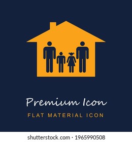 Family Group Of Two Men One Son And One Daughter premium material ui ux isolated vector icon in navy blue and orange colors