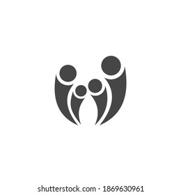 Family Groups Icon Black and White Vector Graphic