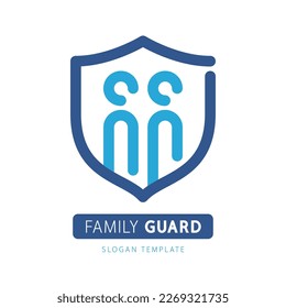 Family Guard Blue Emblem Template. Usable for web, infographics and apps for teamwork and family logos. Isolated on white background. Flat vector logo design template element. Abstract people logo.
