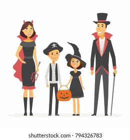 Family Halloween Party Cartoon People Characters Stock Vector (Royalty ...