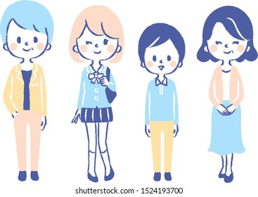 Family hand drawn illustration set