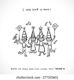 family / Hand drawn illustrations - vector