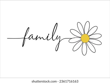 family hand writting daisy flower