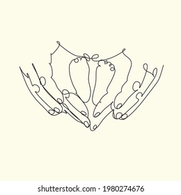 Family hands line art vector
