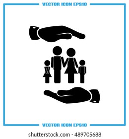 family and hands vector icon