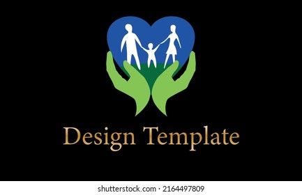 Family hands vector monogram logo template