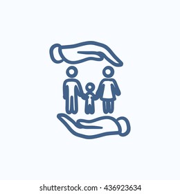 Family and hands vector sketch icon isolated on background. Hand drawn Family and hands icon. Family and hands sketch icon for infographic, website or app.