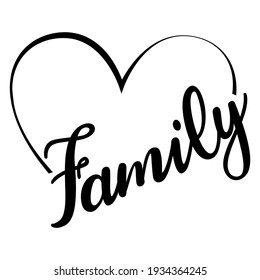 Family handwritten card. Vector illustration.