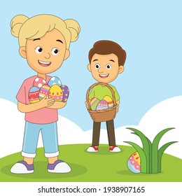 Family with happy easter for your holiday