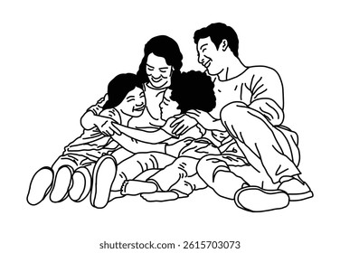 Family Happy Smiling Laughing Father Mother Daughter Son
Cartoons Cute Funny Drawing Sketch Doodle Illustration Hand Drawn Freehand Free Hand 