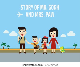 family happy.
travel concept.
flat illustration