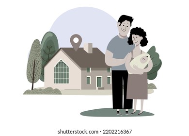 The family has its own house. Buying a house.Vector illustration.