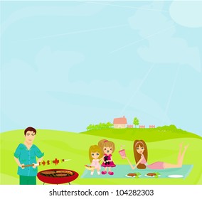 Family Having A Barbecue Party