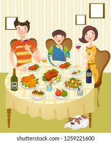 Family having dinner at home