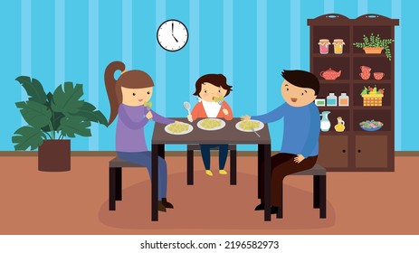 Familia cenando en la mesa