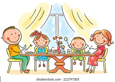 35+ Ideas For Family Illustration Family Eating Together Drawing