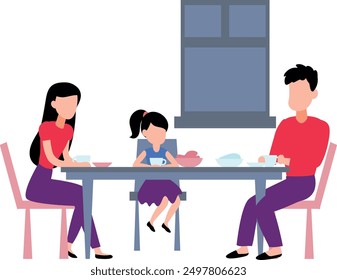 The family is having a tea time.