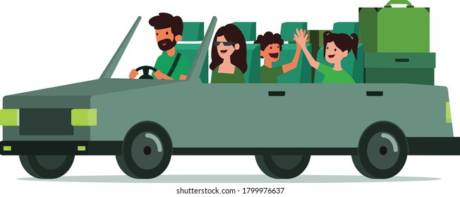 Familia haciendo un viaje juntos usando el auto