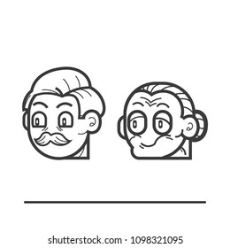 Family Head in Cartoon Style, Vector Illustration. Grand Mother and Grand Father.