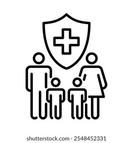 Family health care icon. Outline style. Vector. Isolate on white background.