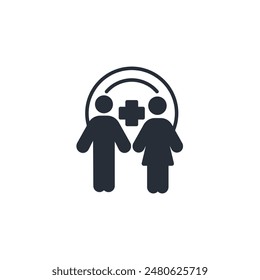 family health care icon. vector.Editable stroke.linear style sign for use web design,logo.Symbol illustration.