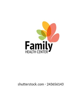 Family Health Center Logo Design Vector Template. Colorful Butterflies Icon