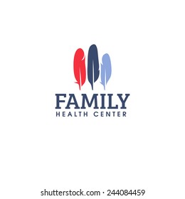 Family health center logo design vector template. Colorful feathers icon