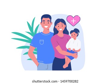 Family health concept. Can use for web banner, infographics, hero images. Flat vector illustration isolated on white background.