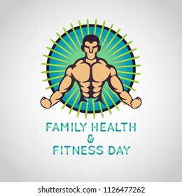 Family Health and Fitness Day vector logo icon illustration