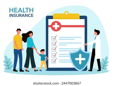 Family health insurance concept. Family protection. Professional medical consultation.