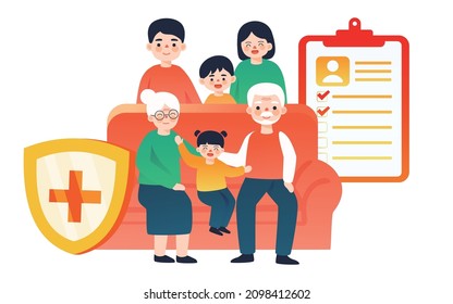 Family health insurance insurance illustration family security guard guarantee poster