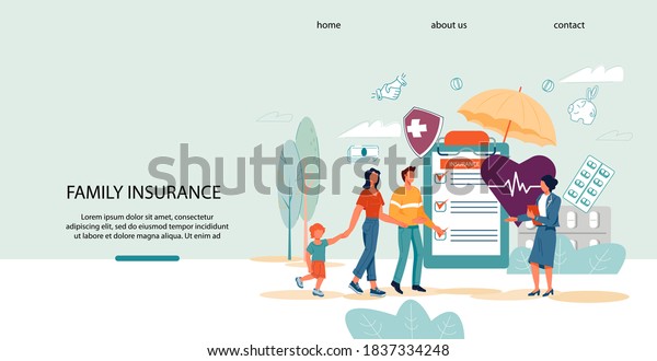 family-health-life-insurance-website-template-stock-vector-royalty