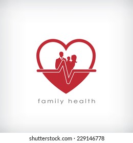 Family Health Symbol For Health Care Business. Eps10 Vector Illustration.