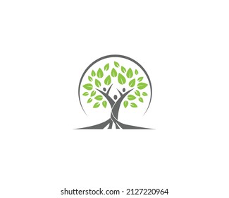 Ilustración de la plantilla de vectores de diseño de logotipo de plantas de árbol familiar y mantenimiento de la familia.