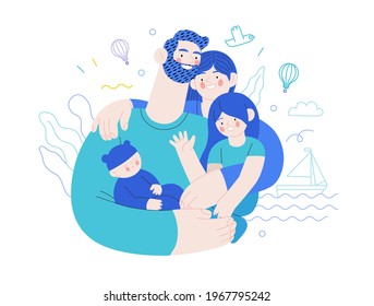 Family health and wellness - medical insurance illustration