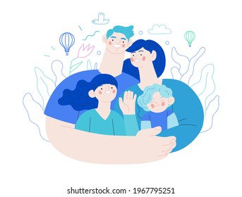 Family health and wellness - medical insurance illustration