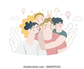 Family health and wellness - medical insurance illustration. Flat vector