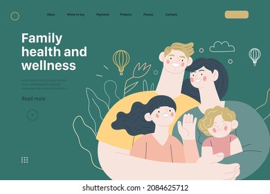 Family Health And Wellness - Medical Insurance Web Template - Modern Flat Vector Concept Digital Illustration Of A Happy Family Of Parents And Children, Family Medical Insurance Plan