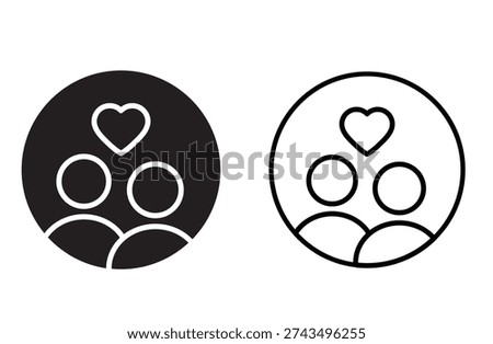 family heart circle icon vector for web design