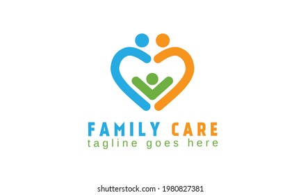 Family Heart Logo Design Template. People Logo Vector Isolated On White