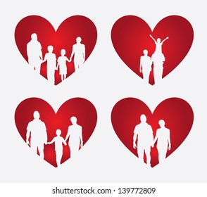 Family Heart Over Cream Background Vector Illustration