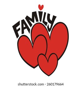 Family hearts sign vector illustration