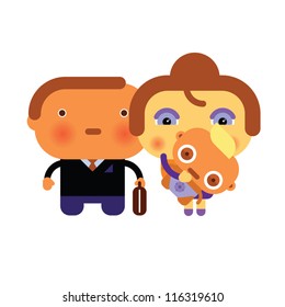 family heroes characters vector illustration