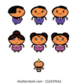 family heroes characters vector illustration
